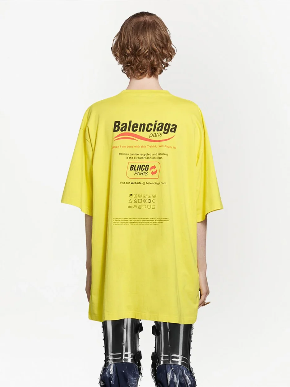 Balenciaga Yellow Short Sleeve T shirt Back
